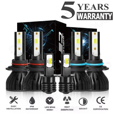 For Mitsubishi Diamante 1995-2003 6X LED Headlight Bulbs Hi/Low Beam + Fog Light - Image 1 of 4