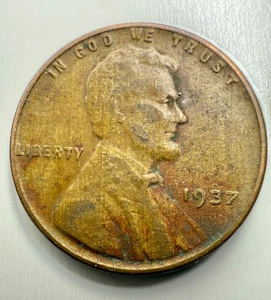 1937  Wheat Cent Woody Improper Alloy Mix Error BEAUTY!! - Picture 1 of 2