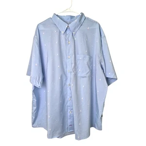 Izod Herren Hemd 2XL Kurzarm Knopfleiste Blau Segelboot Küste Preppy Klassiker - Bild 1 von 7