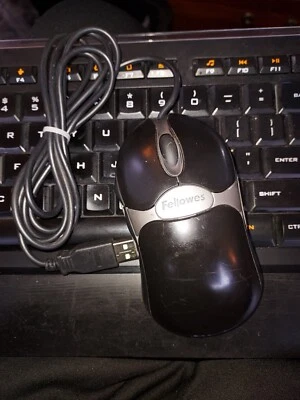 Fellowes Microban Black 5 Button Optical Mouse w/ Scroll Wheel USB Wired  98913 - Image 1 of 4