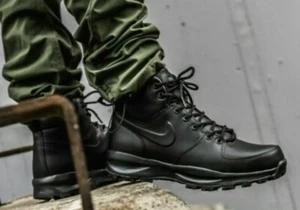 Neu Nike Manoa Leder Stiefel Wasserabweisend Dreifach Schwarz 454350-003 Herren Größe 9 - Bild 1 von 15
