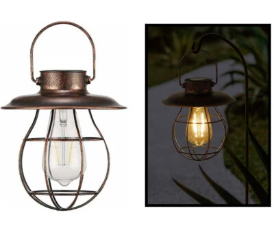 LED Solarlaterne hängend + Akku Laterne Dekolicht Laterne Solarlampe Laterne - Bild 1 von 4