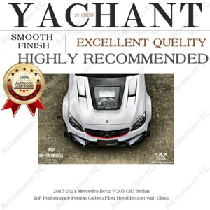 Carbon/FRP iMP Performance Bonnet w/Glass For 15-21 Mercedes Benz W205 C63 Sedan - Foto 1 di 6