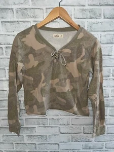 CAMISA HOLLISTER MUJER XS CAMUFLAJE CON CORDONES RECORTADA MANGA LARGA CAMUFLAJE T - Imagen 1 de 3