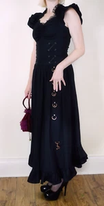 Banned Apparel Dark Collection Black Gothic Corset Hitch-up Dress Size S - Picture 1 of 11