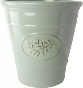 Gloss Ceramic Plastic Planters Flower Plant Pots Barrel Tall Bowl Olive Cover - Picture 1 of 11