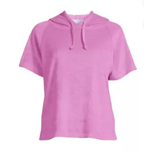 Time & Tru Short Sleeve Hoodie Sweat Shirt, Soft Terry, Women Size XL (16-18) - Picture 1 of 5