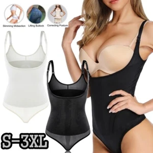 Women Full Body Shaper Tummy Control Bodysuit Waist Trainer Underwear Thong TF - Picture 1 of 14
