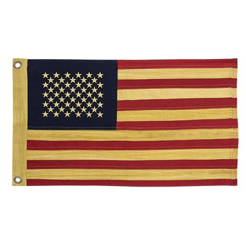 NEW-AMERICAN FLAG-50 Stars-28" x 16.5" AGED-Tea Stained-Patriotic-Americana - Image 1 of 1
