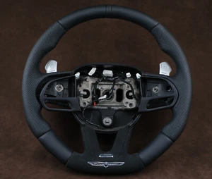 OEM Steering WheeI JEEP GRAND CHEROKEE 14-22 SRT TRACKHAWK flat bottom all BLACK - Picture 1 of 11
