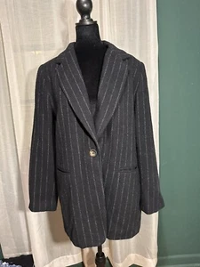 Harve Benard Alpaca Wool Blazer Jacket Coat Black Vintage Womens Size 14 - Picture 1 of 4