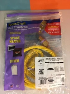 BrassCraft 3/8 OD 36" Stainless Steel Gas Line/Connector (33,400 BTU) - Picture 1 of 2