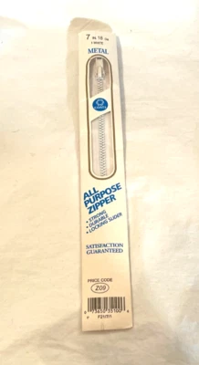 Coats & Clark Metal Zipper White 7" - Image 1 of 3