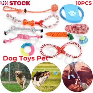 10x Dog Rope Toys Kit Tough Strong Chew Knot Ball Pet Puppy Bear Cotton Toy Bulk - Picture 1 of 12