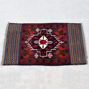 Alfombra pequeña anudada a mano de 5' hecha a mano Baluche tejida a mano Kilim afgana vintage lana - Imagen 1 de 5