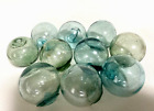 Vintage Japanese Fishing Glass Floats, Set of 10, Green & Blue, 2 inches
