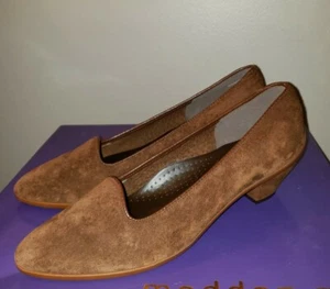 Vintage brown Joyce of California brown suede ladies shoes slip on heels 6 m  - Picture 1 of 10