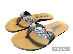 REEF Brown Spring Woven Flip Flops Beach Pool Boho Hippie Sandals Sz 9.5 - Bild 1 von 4