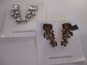 Banana Republic Regalia Cluster Earrings NWT $39.99 Clear bronze set of 2
