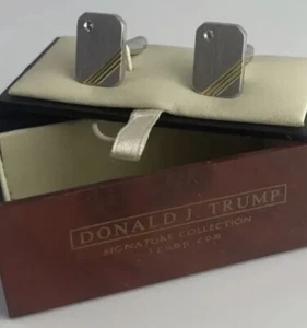 Donald J Trump Signature Silver color Diagonal Cufflinks Macy’s Store Exclusive - Picture 1 of 3