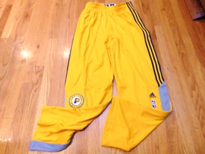 ADIDAS NBA AUTHENTIC INDIANA PACERS YELLOW ON COURT PANTS BUTTON DOWN XL+2" - Picture 1 of 3