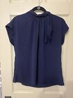 Vince Camuto Navy Blouse Top Short Sleeve Career Pussybow Small