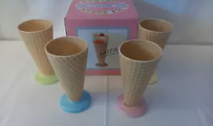 4 Vintage Waffle Ice Cream Cone Dishes Made in Japan - Picture 1 of 10