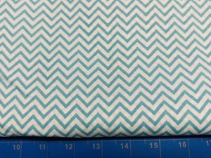 Tina Scrap 8"x21" Abstract Zigzag wave Aqua Geometric Lines Cotton Fabric - Picture 1 of 1