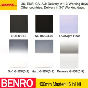 Benro MasterH 100mm Soft /H/R GND0.9 +ND3.0+nd1.8+Night Square Filter kit 6 in 1 - Picture 1 of 12