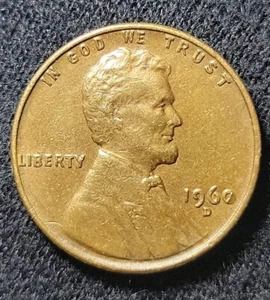 1960 D Lincoln Memorial Penny Lamination Error, Large Over Small Date - Picture 1 of 6