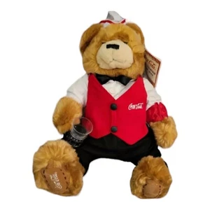 Vintage 1999 Coca Cola Soda Brunnen Teddybär Plüsch 17 Zoll Horatio Humperdink Etiketten - Bild 1 von 8