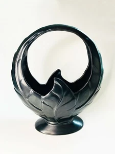 Vintage Beswick Pottery Black Floral Basket Vase Designed by Mr Watkin. No. 819 - Picture 1 of 11