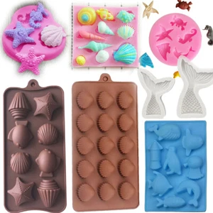 Shells Starfish Fish Silicone Sugarcraft Mould Chocolate Fondant Jelly Mold - Picture 1 of 20