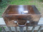 Antique Wood Tradesman Carpenter Tool Box Cabinet Chest Lock Box N.L. Lock & Key