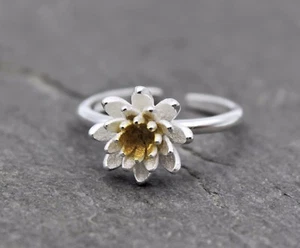 925 Silber Finger Ring Blume Blüte Lotusblume Lotus Natur Schmuck Geschenk NEU - Bild 1 von 3