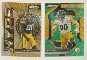 2023 Prizm Emergent Green Wave and Hype #H-14 T.J. Watt Pittsburgh Steelers - Imagen 1 de 2