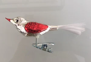 Alter Weihnachtsschmuck Vogel silber/rot 1417/18 - Picture 1 of 2