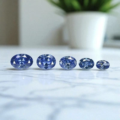 40 Pcs 7x4 MM D Block Blue Tanzanite Oval Cut Certified Gemstone Lot Wholesale - Image 1 of 4