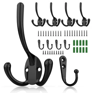 10 Pack Heavy Duty Wall Mounted Black Coat Hooks with 30 Screws, Mudroom Hook... - Picture 1 of 7
