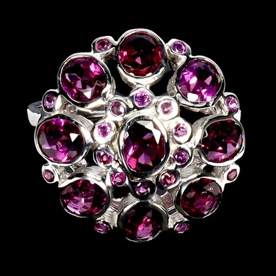 925 Sterling Silver Ring Oval Rhodolite Garnet 5x4mm Gemstone Jewelry Size 7.5 - Image 1 of 4