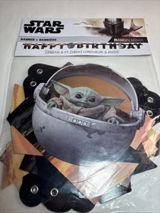 Star Wars The Mandalorian Happy Birthday Banner 6 ft ~ The Child Baby Yoda Grogu - Picture 1 of 8
