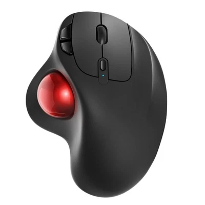Nulea M501 Wireless Trackball Mouse Ergonomic Rechargeable Bluetooth USB Bk/Red - Image 1 of 4