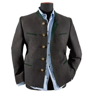 Men's Bavarian Wool Trachten Jacket Tyrolean Loden Blazer Oktoberfest Coat - Picture 1 of 4
