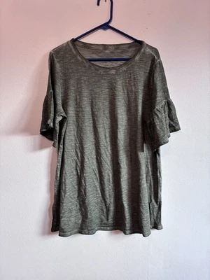 Lane Bryant women’s top size 14/16 Green Ruffle Bell Sleeve Tunic plus Cotton - Image 1 of 4