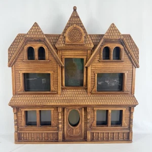 Vintage MCM Syroco Style Victorian House Shaped Picture Frame Brown 19" x 18" - Picture 1 of 24