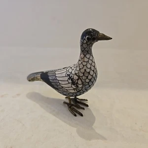 Vintage chinesische Cloisonné Emaille Miniatur Vogel Figur 2,5 "hoch 3" lang - Bild 1 von 10