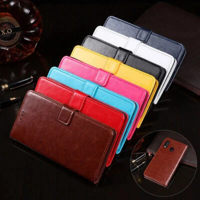 Funda tipo billetera de cuero magnética abatible para Samsung Galaxy J4 J6+ A6+ A7 A8 2018 Foto 1 de 4