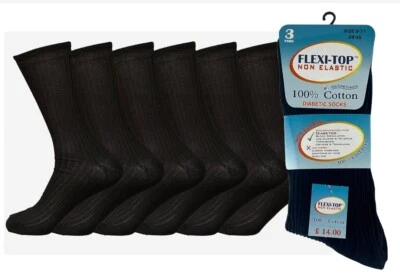 6 Pairs Mens Non Elastic Diabetic Socks Loose Soft Grip 100% Cotton UK 6-11 - Image 1 of 4