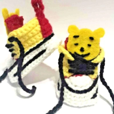 ZAPATOS DE GANCHILLO PARA BEBÉ HECHOS A MANO ZAPATILLAS ROJAS AMARILLAS Foto 1 de 2