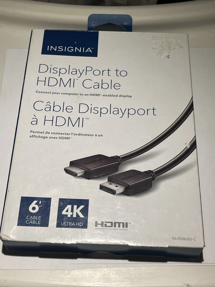 Insignia 1.8m (6 ft) Mini DisplayPort / Thunderbolt to 4K HDMI Cable NS-PD06512 - Image 1 of 2